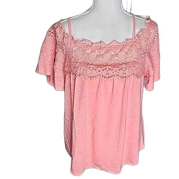 Top by Self esteem Crocheted Off Shoulder Pink Adj Straps Size XL - Picture 1 of 5